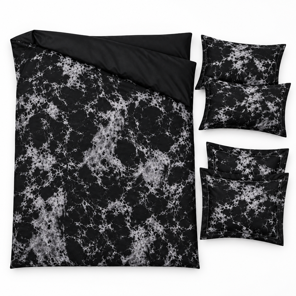 3-Piece Duvet Cover Set with Pillowcases | Black & White | Single Double King Super King