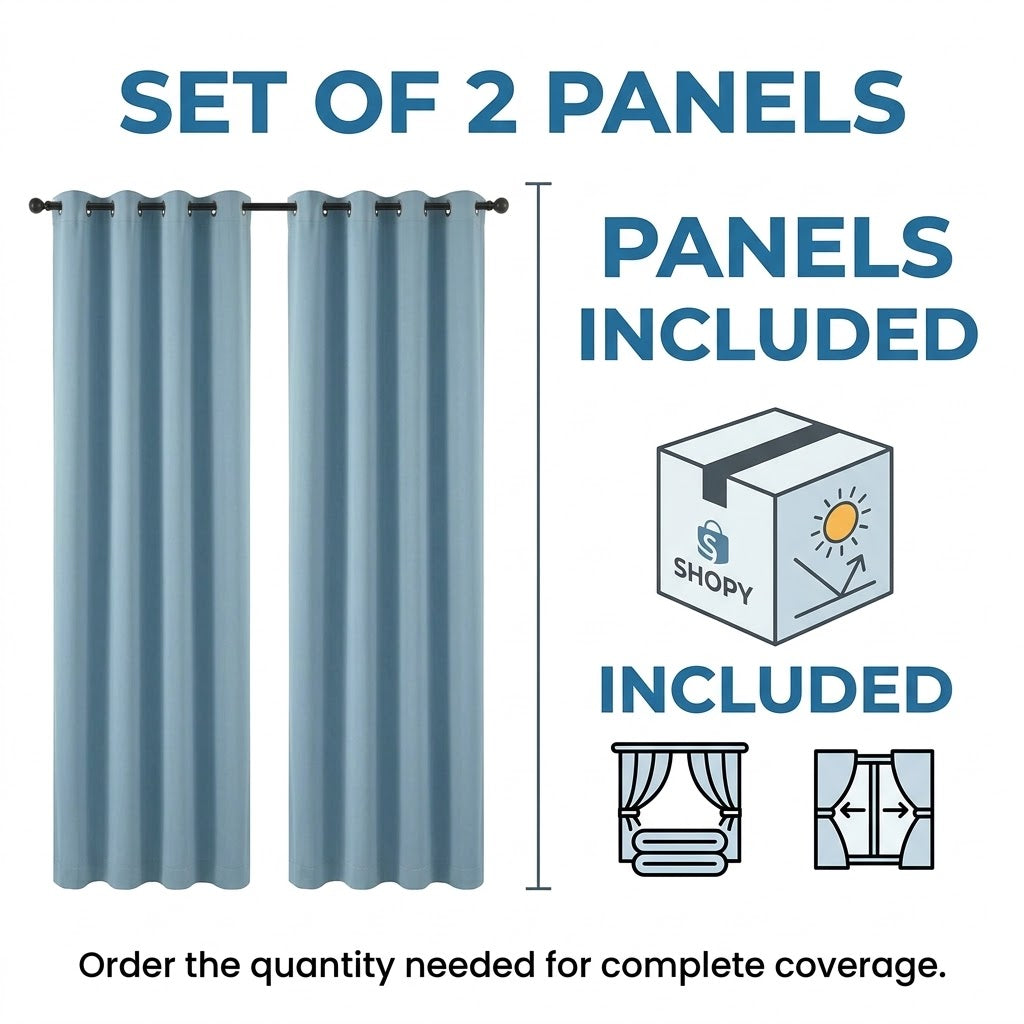 2 Panels Modern Blackout Curtains – Heat-Resistant & UV Protection Light Blocking Window Drapes for Bedroom and Living Room, 100% Polyester (Sky Blue)