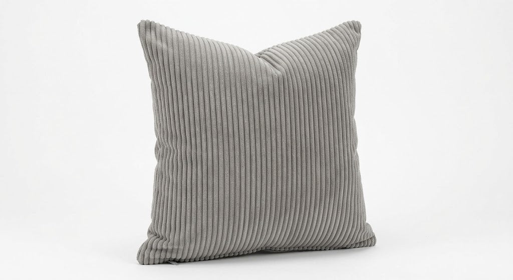 Cozy Rib Corduroy Throw Pillow Covers – Ultra Soft Striped Decorative Cushion Cases for Sofa, Couch, Bedroom & Living Room, Hidden Zipper (Silver Grey)