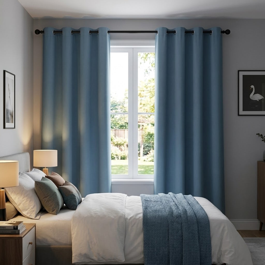 2 Panels Modern Blackout Curtains – Heat-Resistant & UV Protection Light Blocking Window Drapes for Bedroom and Living Room, 100% Polyester (Sky Blue)