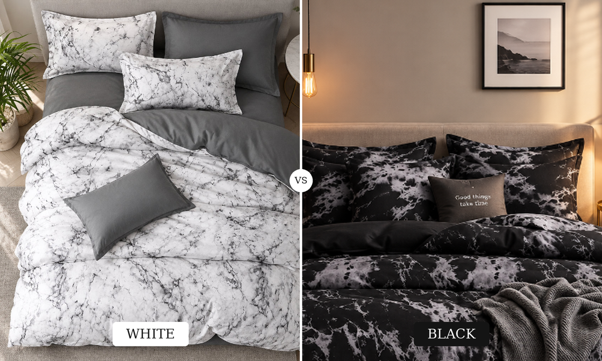 3-Piece Duvet Cover Set with Pillowcases | Black & White | Single Double King Super King